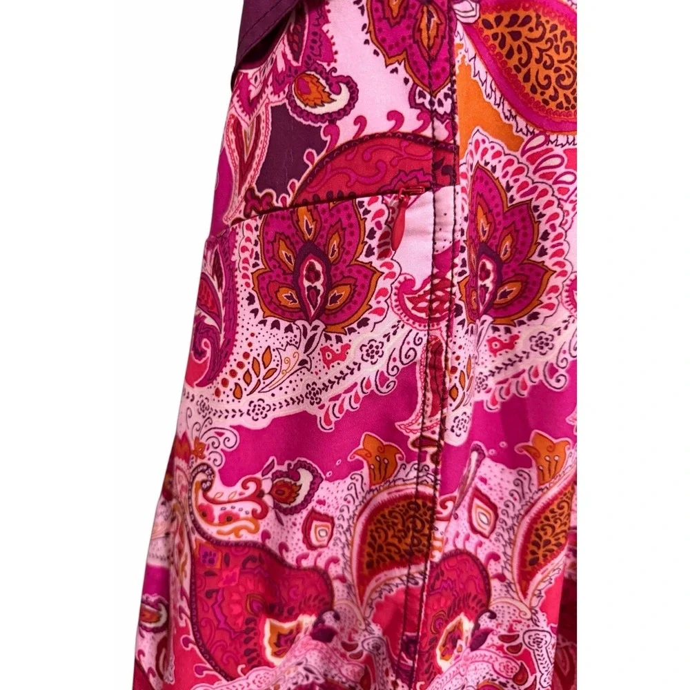 Athleta Pack Everywhere‎ Halter Travel Athletic Dress Red Pink Paisley Size 10